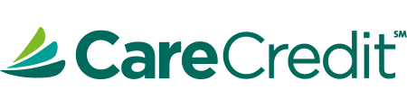 Logo of CareCredit with a green abstract leaf symbol.