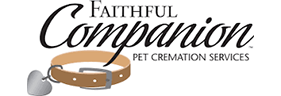 Logo of Faithful Companion Pet Cremation Services featuring a pet collar and tag.