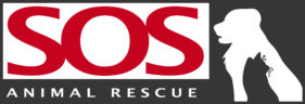 Logo of SOS Animal Rescue with a dog silhouette.